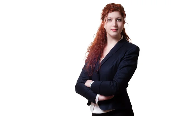 Success business woman with long red hair — Stock Photo, Image