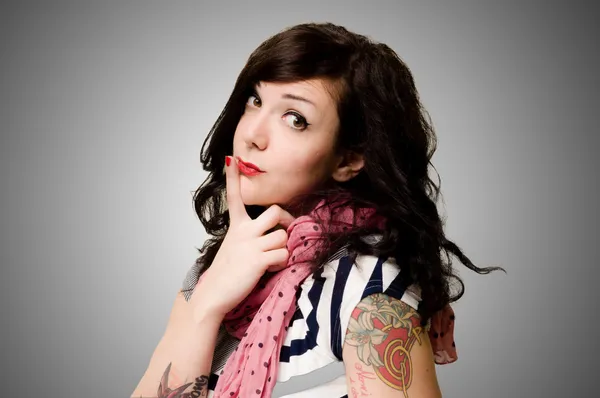 Tattoed pinup girl — Stock Photo, Image