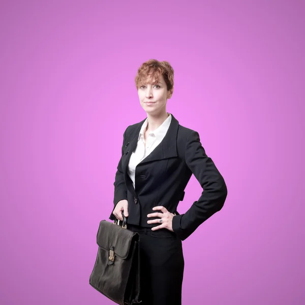 Mulher de negócios com pasta — Fotografia de Stock