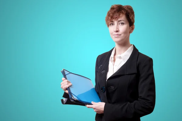 Success business woman with briefcase — Stock Photo, Image