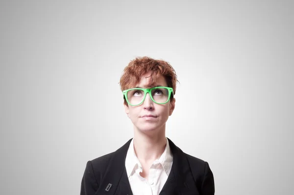 Donna d'affari con occhiali verdi — Foto Stock