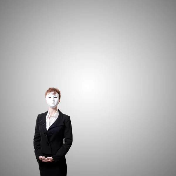 Business girl with white mask — Stock Photo, Image