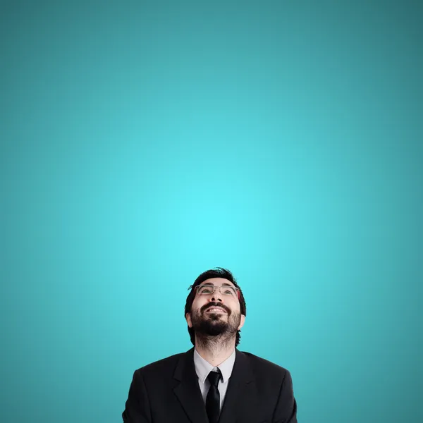 Bearded business man looking up — Stock Photo, Image