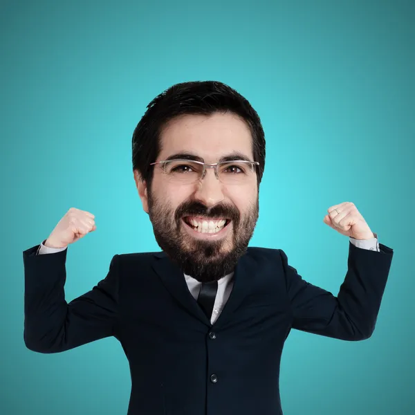 Success puppet business man with big head — Stock Photo, Image