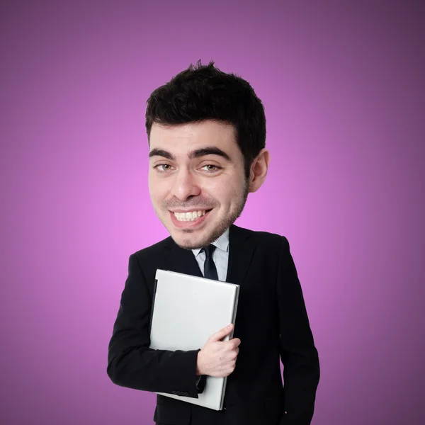 Success puppet business man with big head — Stock Photo, Image