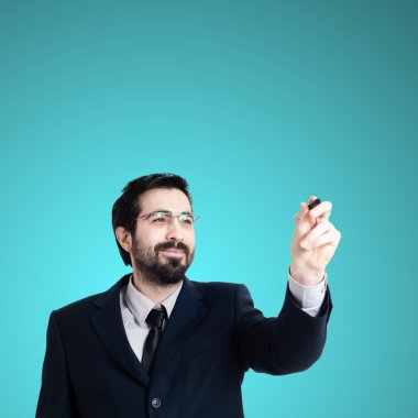 iş adamı hayali ekrana yazma