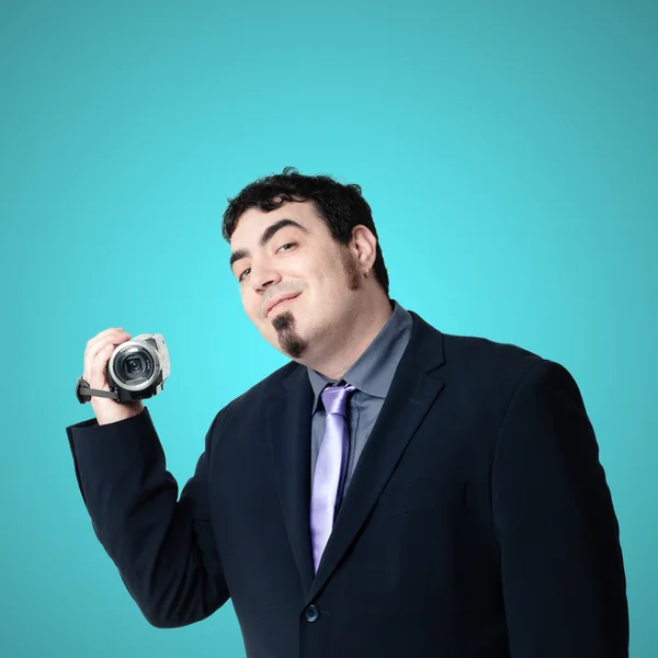 Elegant man with video camera — Stock Photo, Image