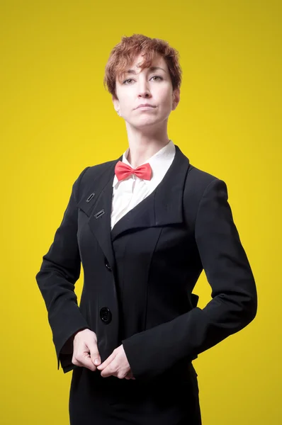 Elegant businesswoman with bow tie — Stock Photo, Image