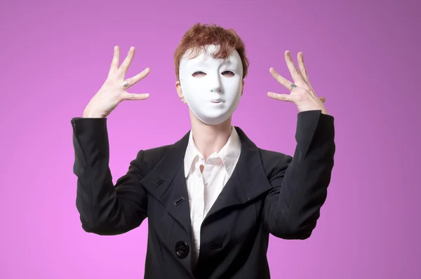 Zakenvrouw met wit masker — Stockfoto