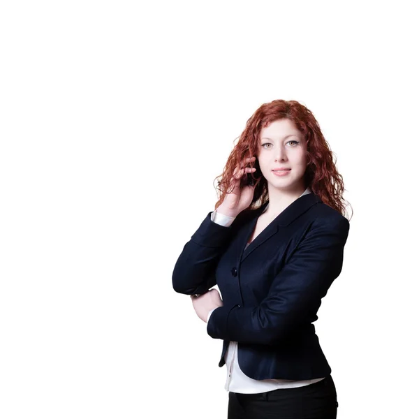 Long red hair businesswoman on the phone — Stock Photo, Image