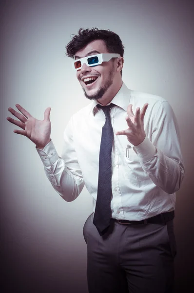 Homem de negócios com óculos 3d — Fotografia de Stock