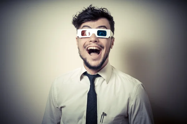 Hombre de negocios con gafas 3d — Foto de Stock