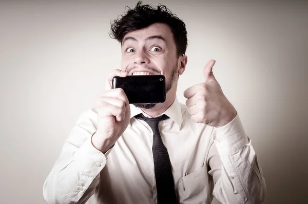 Businessman taking photo with telephone — Stock Photo, Image