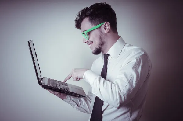 Businessman using notebook — Stock Photo, Image