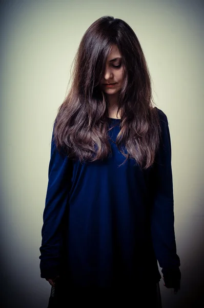 Serious woman with long hair — Stock Photo, Image