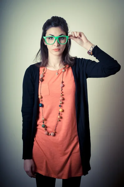 Beautiful fashion hipster girl — Stock Photo, Image