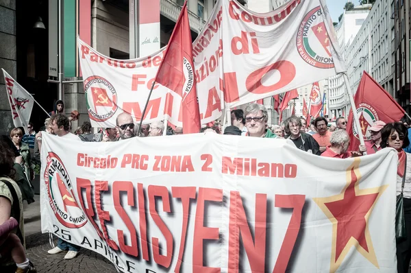 Milano kurtuluş kutlamaları 25 Nisan 2013 — Stok fotoğraf