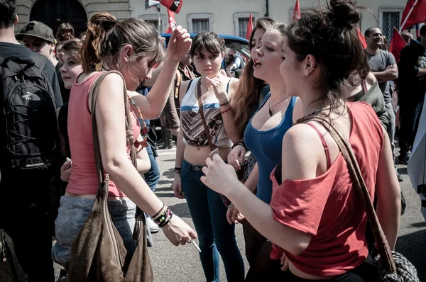 25 квітня 2013 року святкування звільнення в Мілані — стокове фото