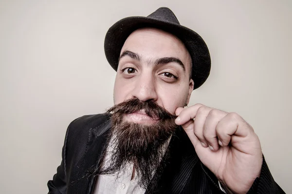 Barba larga y bigote hipster — Foto de Stock