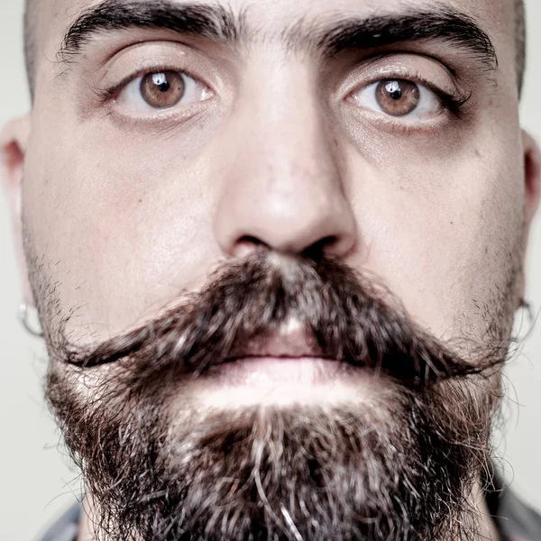 Barba longa e bigode hipster — Fotografia de Stock
