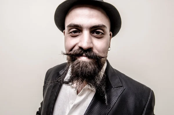 Lange baard en snor hipster — Stockfoto