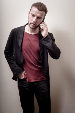 telefon şık hipster adam