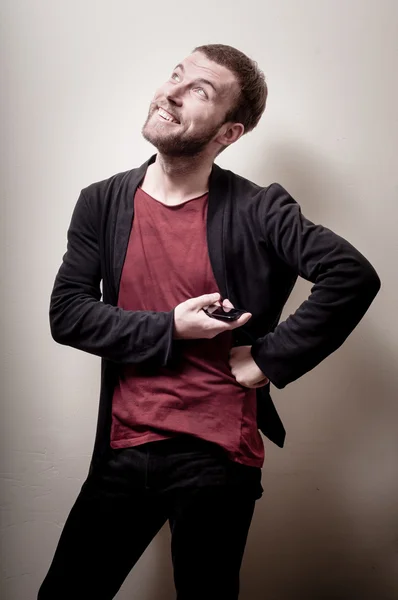 Stylish hipster man on the phone — Stock Photo, Image