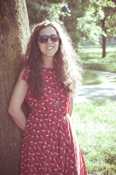 Eastern hipster vintage woman with shades — Stock Photo, Image