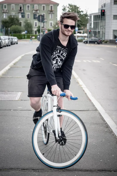 Stylish man on bike — Stock Photo, Image