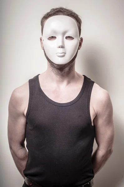 Homem com máscara branca — Fotografia de Stock