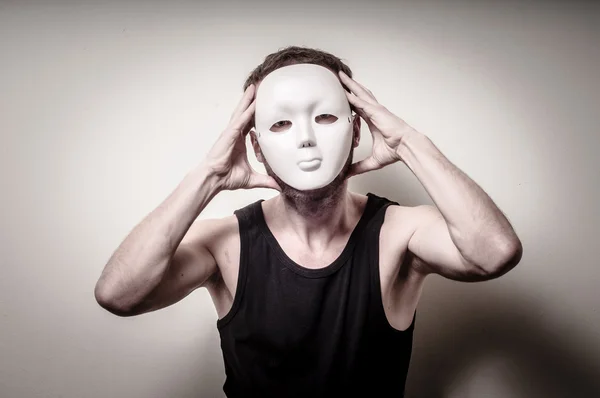 Man with white mask — Stock Photo, Image
