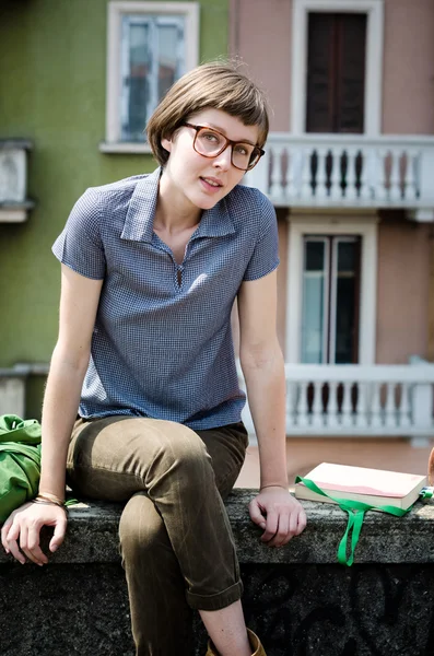 Young beautiful hipster woman — Stock Photo, Image