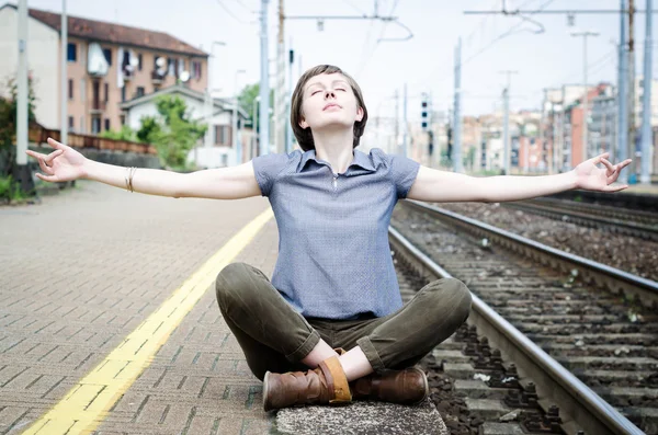 Young beautiful hipster woman — Stock Photo, Image