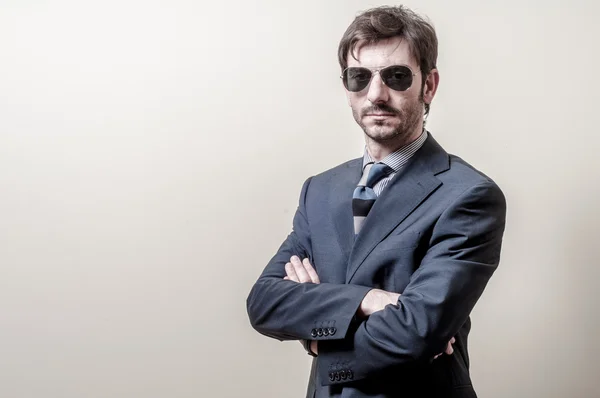 Businessman serious with sunglasses — Stock Photo, Image