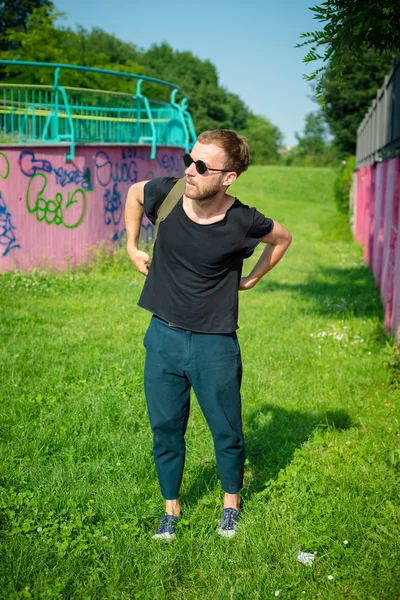 Hipster modern stylish blonde man — Stock Photo, Image