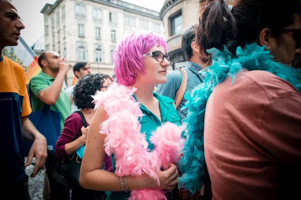 Pochod gay pride v Miláně v červnu, 29 2013 — Stock fotografie