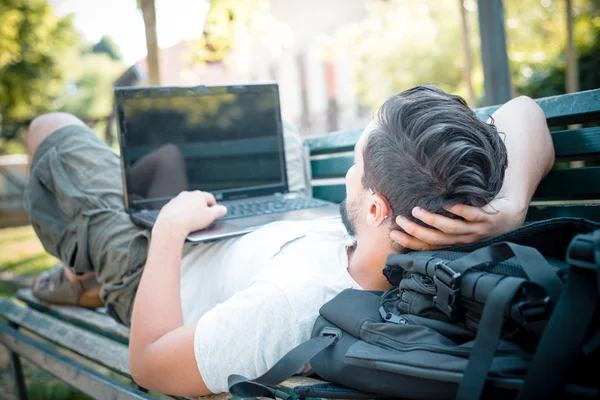 Stylish man using notebook — Stock Photo, Image