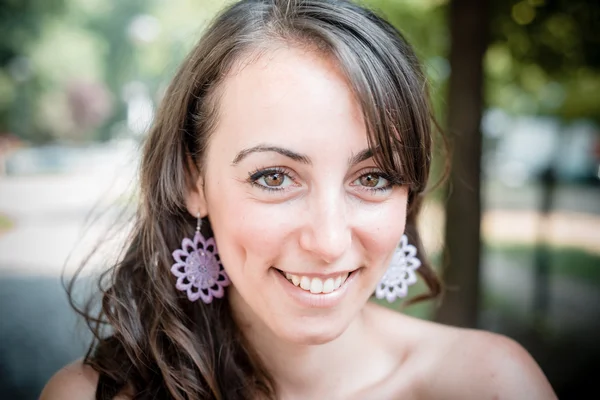 Closeup portrait of smiling beautiful woman — Stock Photo, Image