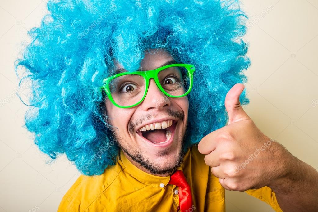 crazy blue wig