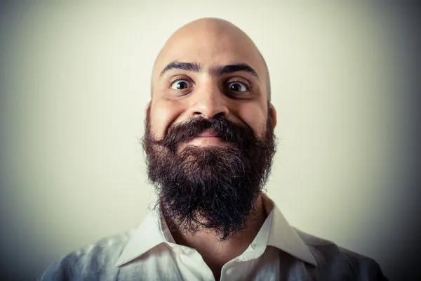 Long beard and mustache man with white shirt — Stock Photo, Image