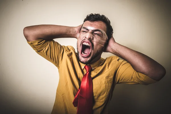 Suffocating man with the plastic — Stock Photo, Image