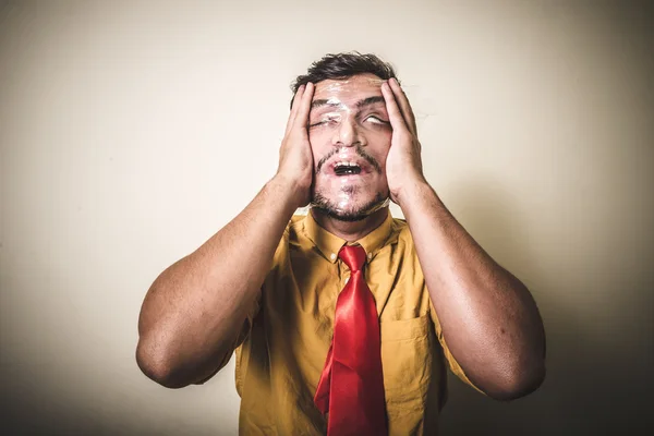 Suffocating man with the plastic — Stock Photo, Image