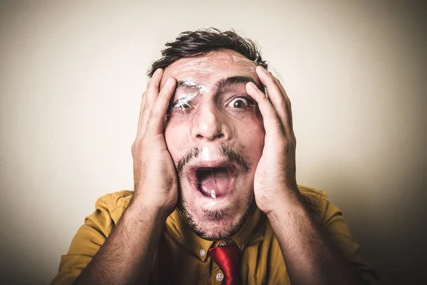 Suffocating man with the plastic — Stock Photo, Image