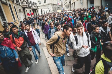Milan öğrenciler tezahürü 4 Ekim 2013 tarihinde