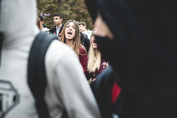 Milaan studenten manifestatie op 4 oktober 2013 — Stockfoto