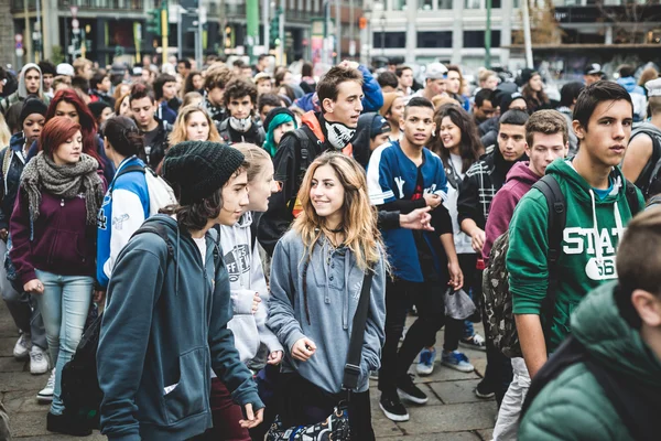 Milaan studenten manifestatie op 4 oktober 2013 — Stockfoto