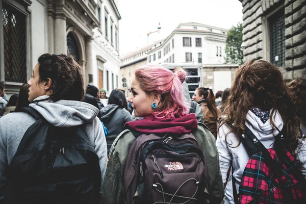 Manifestacja studentów Mediolan 4 października 2013 r. — Zdjęcie stockowe