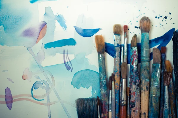 Abstract brushes and paint — Stok fotoğraf