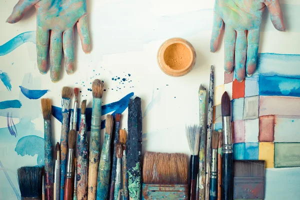 Abstract brushes and paint — Stok fotoğraf