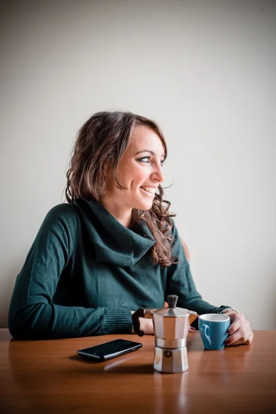 Beautiful woman having breakfast — Stock Photo, Image